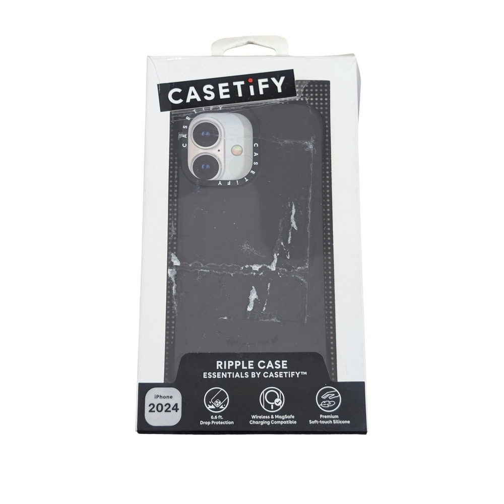 Q4O Casetify Ripple Case iPhone 16 Black Silicone MagSafe Compatible open box